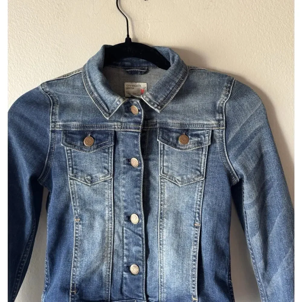Crewcuts‎ Girls Size 10 Stretch Denim Jean Jacket Discoloration READ